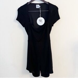 Princess Polly Short Sleeve Romper Black Nolan Size 8 Knit Open Back NEW